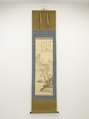 計子高筆　山水画賛　肉筆紙本掛軸